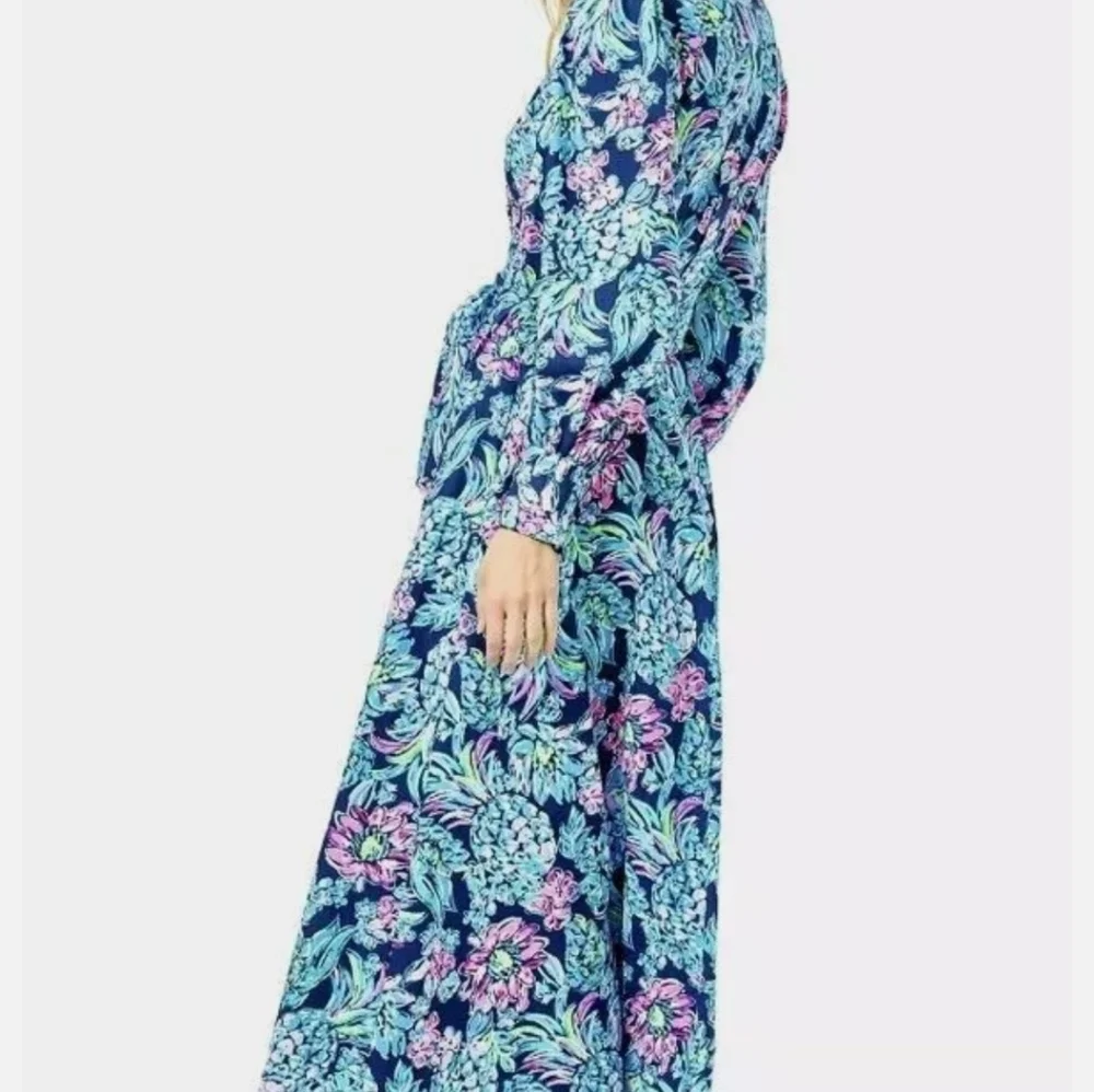NWT Mira stretch shirt dress high tide navy pineapple paradise size 6 - Picture 2 of 10